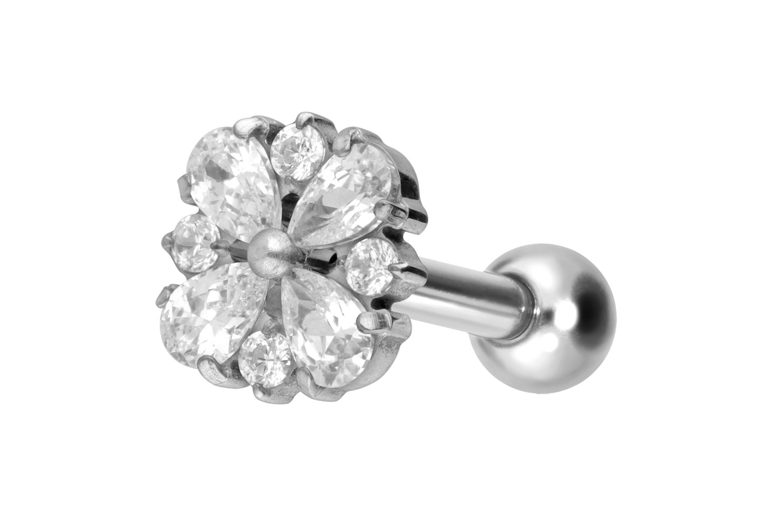 Titan Ohrpiercing mit Innengewinde KRISTALLORNAMENT